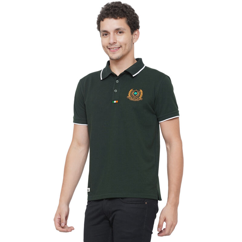 Ireland Leather Polo Forest Green T-Shirt